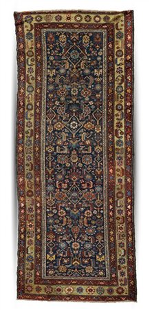 Tappeto passatoia Hamadan, Persia, fine secolo XIX. Decoro Herati policromo su