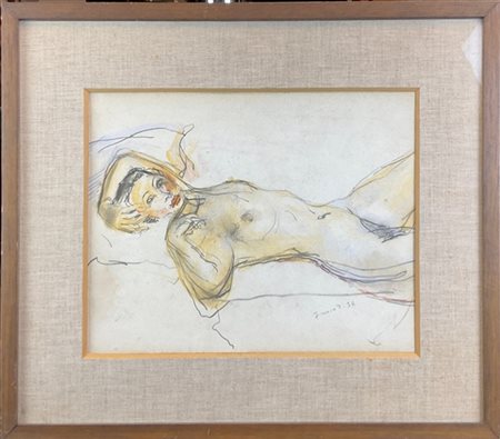 Donato Frisia "Nudo disteso" 1926
tecnica mista su carta (cm 23x30)
firmato e da
