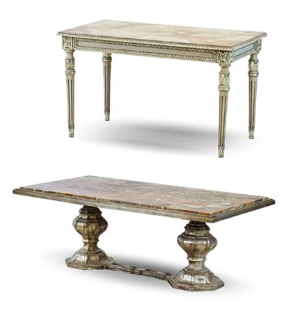 Lotto composto da due tavolini da salotto di cui uno laccato e uno con doppio s