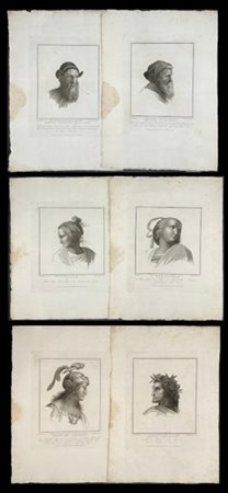 Serie di stampe del XIX secolo raffiguranti personaggi ritratti da Raffaello: T