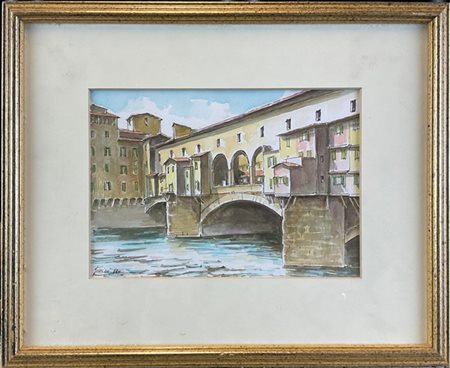 Ignoto del secolo XX

"Ponte Vecchio a Firenze" 
acquerello su carta (cm 14x20)