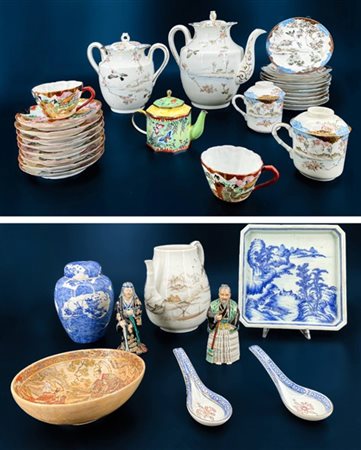 Manifatture orientali, secolo XX. Lotto composto da diversi oggetti in porcella