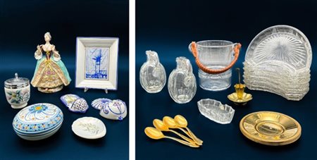 Due cartoni contenenti numerosi oggetti di forme, usi e decori diversi (difetti