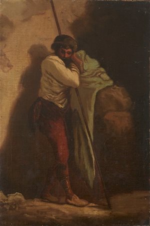 Federico Faruffini (Attribuito)

"Il riposo dell'armigero" 
olio su tela (cm 40x