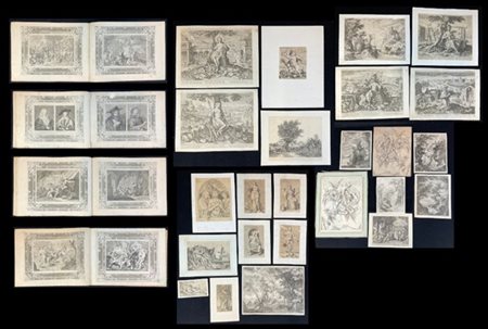 Lotto composto da numerose incisioni di artisti del Nord Europa di soggetti, te