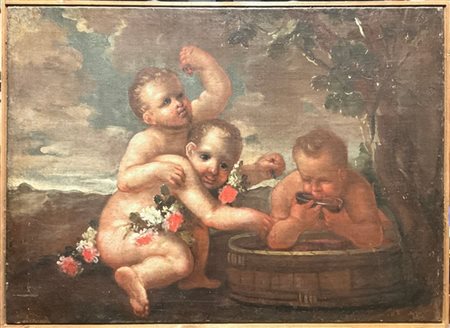 Scuola del secolo XVIII

"Baccanale con putti"
olio su tela (cm 72,5x100)
(rest