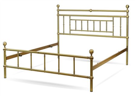 Letto matrimoniale in ottone con struttura tubolare (cm 175x130x206) (difetti)