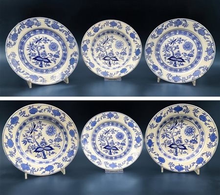 Società Ceramica Richard Lotto composto da tre piatti piani e tre fondi in ceram