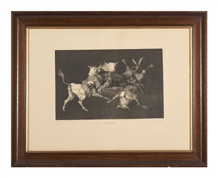 Francisco Josè Goya y Lucientes "Lluvia de toros", dalla serie "Los Proverbios",