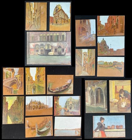 Antonio Negri Lotto composto da numerosi dipinti ad olio su cartone raffiguranti