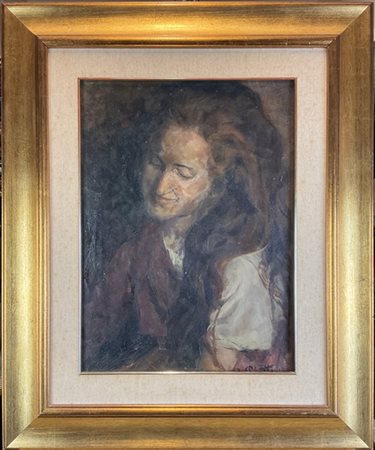 Antonio Piatti "Ritratto femminile" 
olio su tela (cm 51,5x38)
firmato in basso