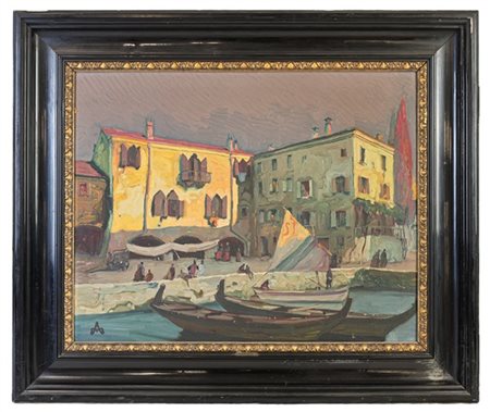 Albert Meindl "Chioggia" 
olio su tela (cm 63x80)
Monogrammato in basso a sinist