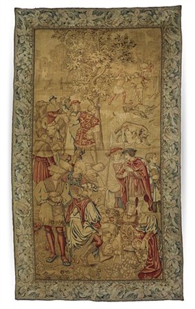 Arazzo stampato su tessuto a trama grossa. Prima metà secolo XX. Bordura lavora