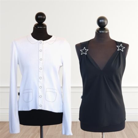 Cardigan bianco e top smanicato, Moschino jeans donna