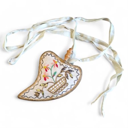 Ex Voto Sacro Cuore in tessuto ricamato