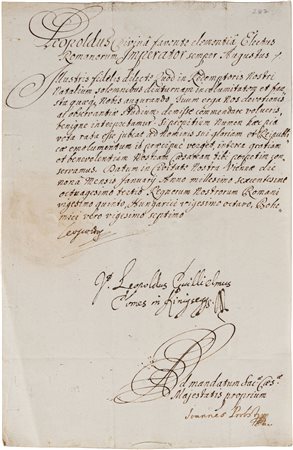 Leopoldo d'Asburgo, imperatore - Missiva scritta da altra mano e firmata di pugno dall'imperatore