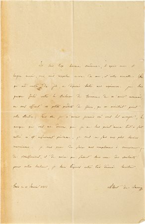 Carlo Alberto di Savoia - Lettera indirizzata alla principessa di Beauffremont