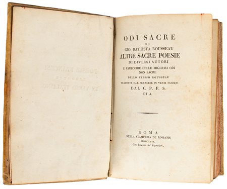 Rousseau G. B. - Odi sacre e altre sacre poesie di diversi autori e parecchie delle migliori odi non sacre dello stesso Rousseau