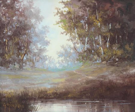 GIORDANO GINO Vercelli 1924Sottoboscoolio su cartone telato cm. 50x60, firma...