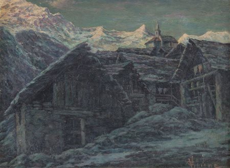 GHIONE VINCENZO Alessandria - ?Neve a Cheggioolio su tavola cm. 30x39,5;...