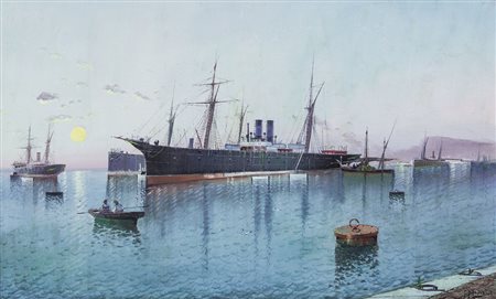 BLASCO FRANCISCO 1864 - ?Navi in portoolio su tela applicata su tavola cm....