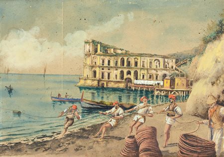 PITTORE DEL XIX SECOLO Recupero delle retiacquerello su carta cm. 25x35, reca...