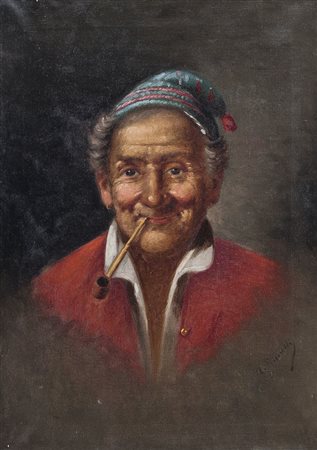 PETROCELLI ACHILLE Napoli 1861 - Napoli dopo il 1916Vecchio pescatoreolio su...