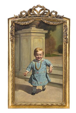 CAVALLA GIUSEPPE Torino 18/01/1859 - 22/04/1935Ritratto di bimba nel parco,...