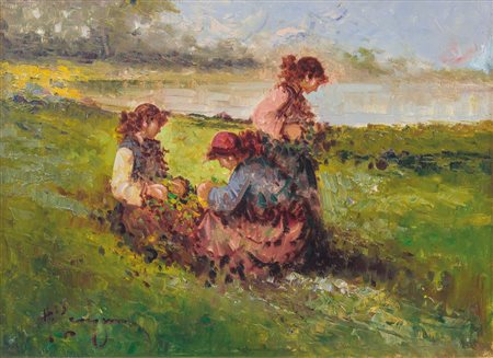 PECORARO ANTONINO Napoli 1938Pastorelleolio su tela cm. 50x70, firma in basso...