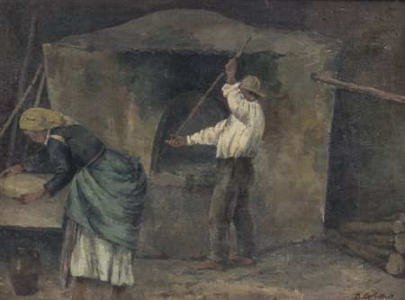 CALAO DOMENICO 1881 - 1943Il fornaioolio su tela cm. 45x60, firma in basso a...
