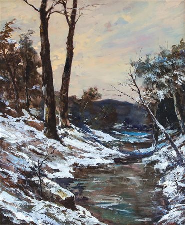 AFFORTUNATI ALDO Castelnuovo Garfagnana 1906 - 1991Paesaggio innevatoolio su...