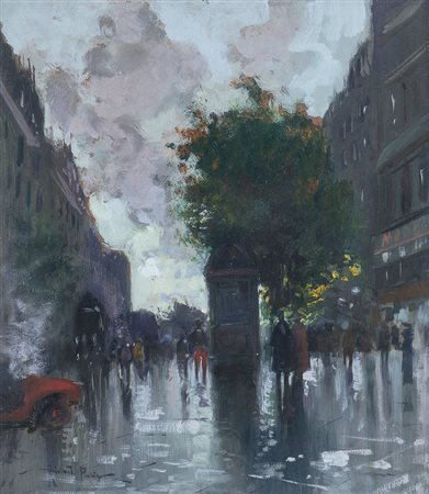 RICCIARDI OSCAR Napoli 24/02/1864 - 1935Scorcio pariginoolio su cartone cm....