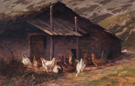 RODA LEONARDO Racconigi (CN) 1868 - Torino 1933Pollaio all'apertoolio su...