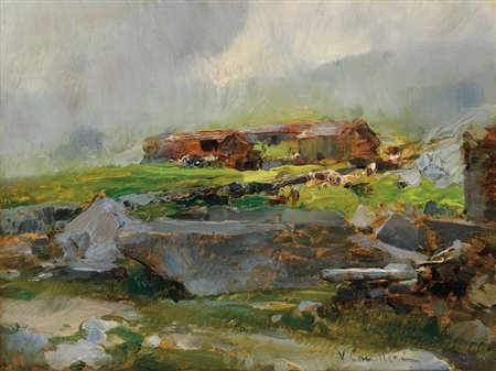 CAVALLERI VITTORIO Torino 16/02/1860 - 22/05/1938Cielo grigioolio su tavola...