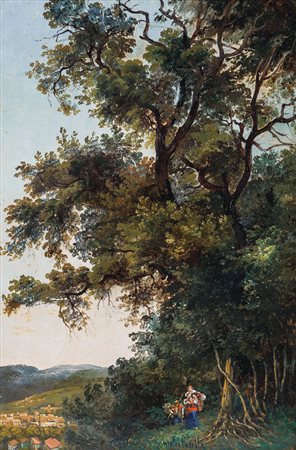 CARELLI CONSALVO Napoli 29/03/1818 - 29/12/1910Di ritorno dai boschiolio su...