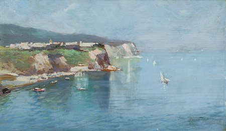 RICCIARDI OSCAR Napoli 24/02/1864 - 1935Costa amalfitana olio su tavola cm....