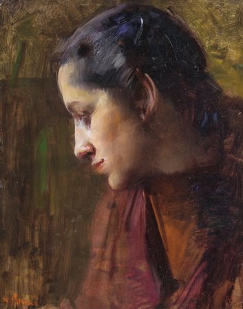 POMI ALESSANDRO Mestre (Ve) 07/10/1890 - 1976Il vestito rossoolio su cartone...