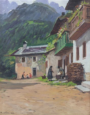 LENTINI ROCCO Palermo 1858 - Venezia 1953Case ad Alleghe, 1938olio su tavola...