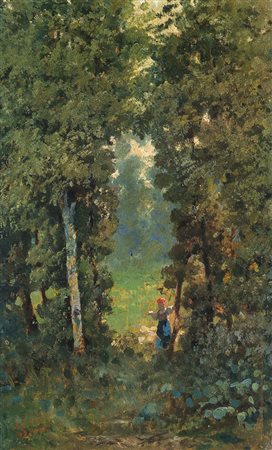 BRUZZI STEFANO Piacenza 01/05/1835 - 04/01/1911Figura nel boscoolio su tavola...