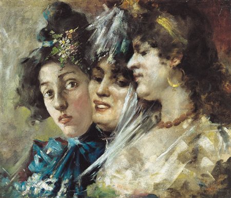 DALBONO EDOARDO Napoli 10/12/1841 - 23/08/1915La tre nobildonneolio su tela...