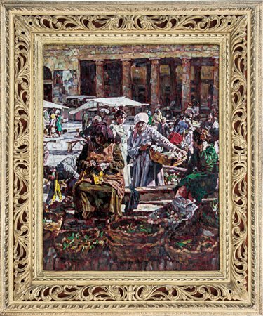 LIONNE ENRICO Napoli 15/07/1865 - 16/06/1921Mercato a Roma, 1911olio su...