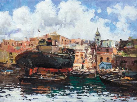 BRIANTE EZELINO Napoli 1901 - Roma 1977Portoolio su tela cm. 30x40, firma in...