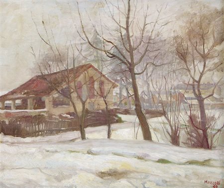 MEZZOLI OLMEDO 1908 - 1982Inverno (Motta Visconti), 1940olio su cartone...