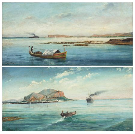 RIOLO TOMMASO Palermo 1815 - 1886Veduta di Palermo con il Monte...