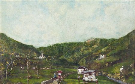 GIGNOUS LORENZO Modena 1862 - Porto Ceresio 1958Serenità montanaolio su tela...