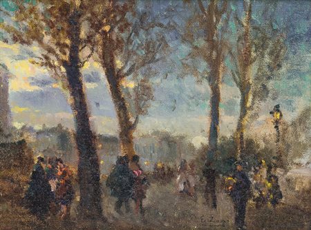 ZAGO ERMA Bovolone (Vr) 10/07/1880 - Milano 21/09/1942Serata al parco olio su...