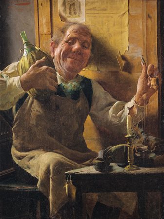 MASSANI POMPEO Firenze 01/12/1850 - 25/08/1920Il ciabattinoolio su tela cm....