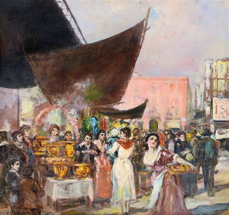 LA BELLA VINCENZO Napoli 24/10/1872 - 1954Mercato partenopeoolio su tavola...