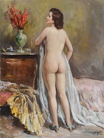 TORO ATTILIO Napoli 04/12/1892 - Napoli 1982Nudo femminile in un internoolio...