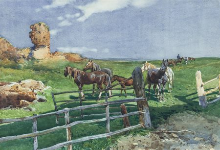 PETITI FILIBERTO Torino 14/11/1845 - Roma 27/07/1924In maremmaacquerello su...